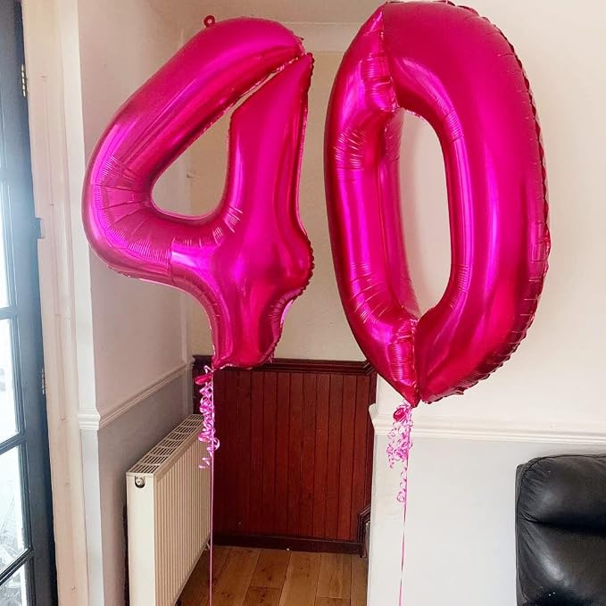 Hot Pink 40 Balloon Numbers, 40 Inch 40 Birthday Balloon Foil Mylar Number 40 - Image 3