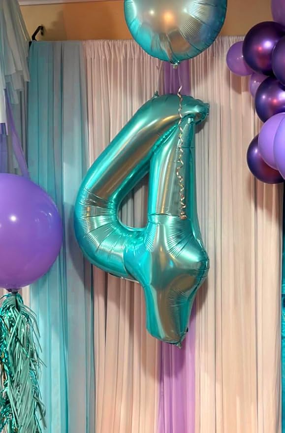 Number Balloons 4 Balloon 40 inch Teal Blue - Image 4