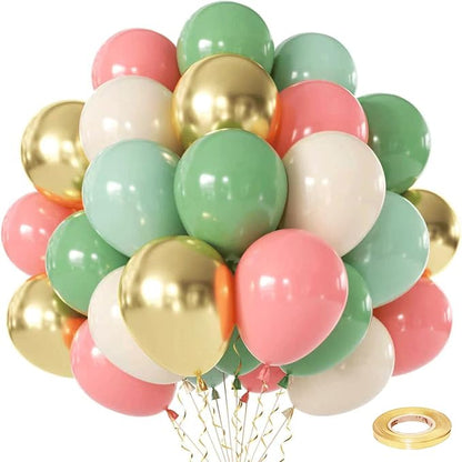 Zesliwy Sage Green Pink Gold Balloons, Party Decor | Mint Green Sand White Gold by Zesliwy