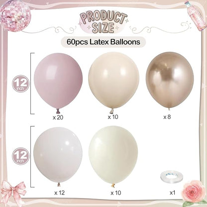Dusty Pink Beige Balloons, Metallic Gold Nude Cream Balloon - Image 2