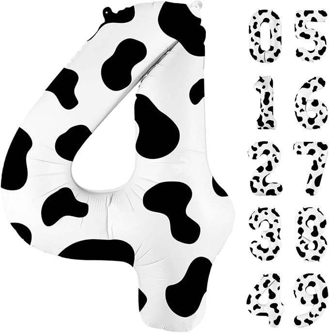 40 Inch Cow Print Balloon, Number 4 balloons Cow Balloons by United-UnicornsParty