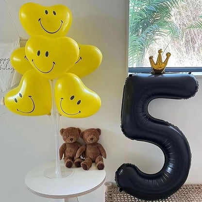 Black Number 5 Balloon with Crown, 40 inch Black Number Balloon 5th Birthday - Image 5