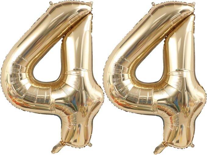 Light Gold Number 44 Foil Balloons 40 Inch White Gold 44 Mylar Balloon | 44th by ANGEL+Q+HOUSE