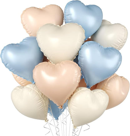 Baby Blue Heart Balloons, 18 Inch Apricot Cream Sand White Nude Foil Balloons by BIAPIAN