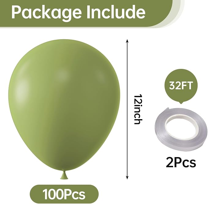 10 Inch Retro Avocado Green Balloons - Image 2