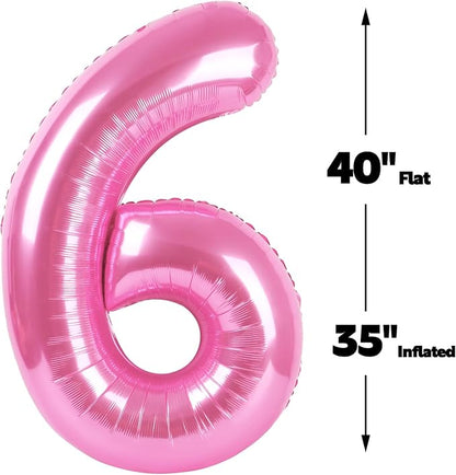 Pink Number 6 Balloon 40 inch, Balloon numbers party supplies, deco photo shoot - Image 2