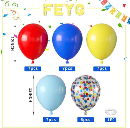 Red Blue Yellow Balloons, 12 Inch Maca Blue Navy Red Yellow Balloons and - Image 2