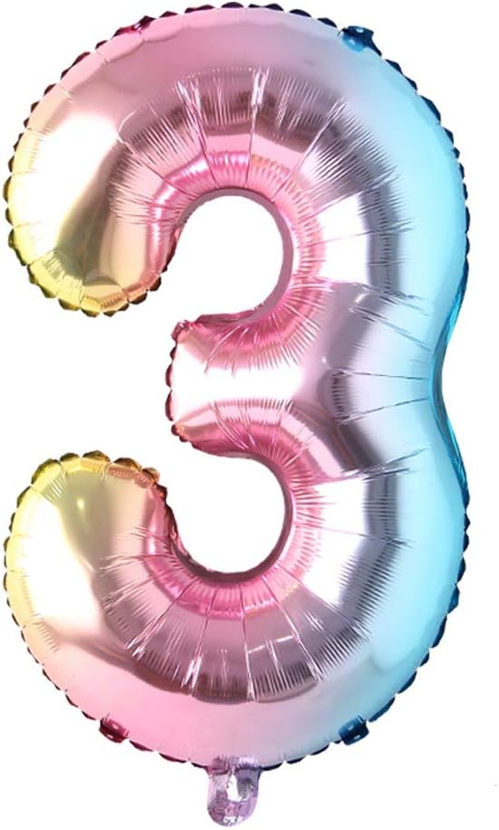 32 Inch Number Balloons Foil Ballon Rainbow Gradient Digit Ball Colorful by REIANS