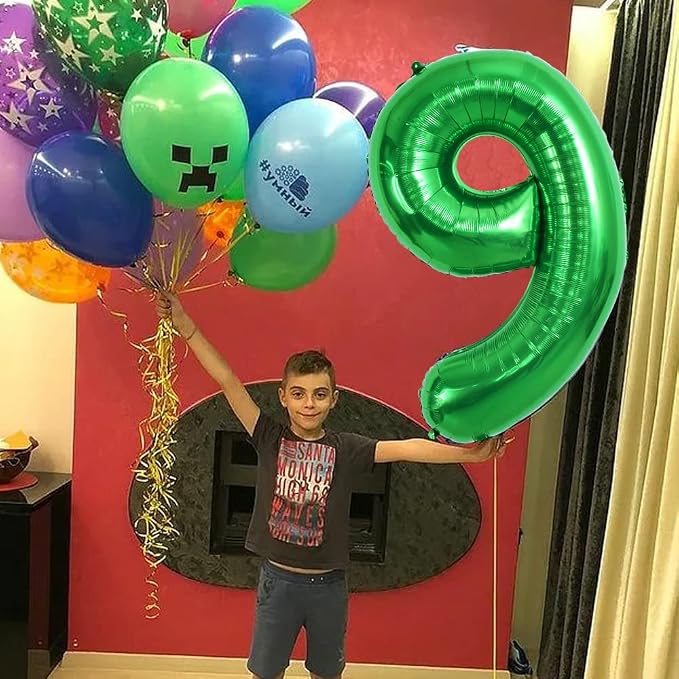 TONIFUL 40 Inch Dark Green Number 9 Balloons Large Foil 9th Birthday Decor | - Image 4