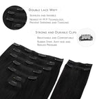 WENNALIFE Clip in Hair Extensions, 150g 14 Inch 9pcs Jet Black Remy Hair Thicker Double Weft Extensiones De Cabello Humano Con Clip Ins Straight Full Volume