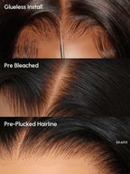 KLAIYI Fluffy Body Wave Curtain Bang Wig Bye Bye Knots Glueless Pre Cut 7x5 Lace Front Wigs Human Hair Loose Wave Pre Bleached Pre Plucked Pre Everything 3S Easy to Wear and Go Wig 180% Density 18Inch