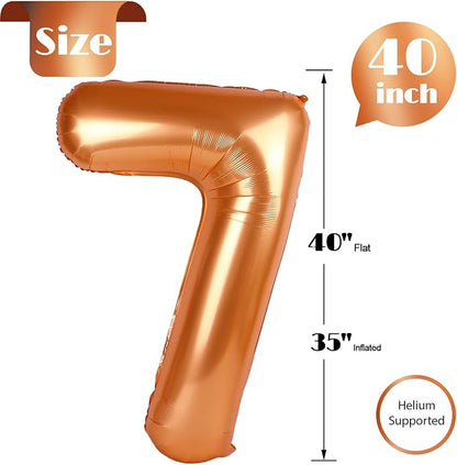 Orange Number 7 Balloon 40 Inch, 7th Birthday Party Decorations Men Women | - Image 5
