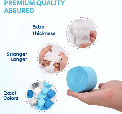6 Light Blue Streamers, 492ft Pack of Crepe Paper Party Decorations | Each roll - Image 4