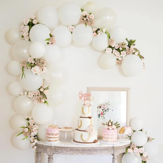 Voircoloria 130pcs White Party Balloons Garland Arch Kit, 18 12 10 5 Inch | - Image 5