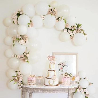 Voircoloria 130pcs White Party Balloons Garland Arch Kit, 18 12 10 5 Inch | - Image 5