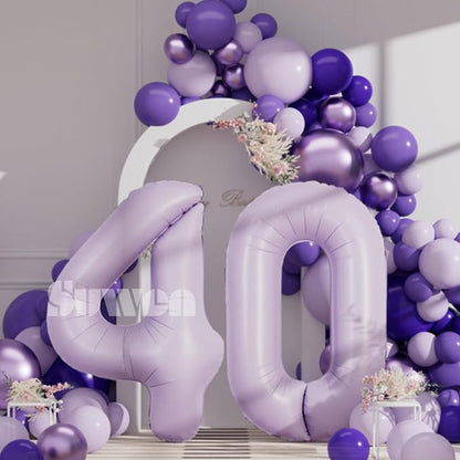 SUWEN 40 Inch Light Purple Lavender Big 40 Balloon Number Foil Helium 0-9 | - Image 4
