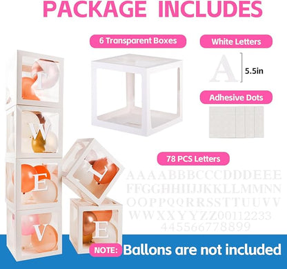 Baby Boxes for Baby Shower White Clear Balloon Box Blocks Gender Reveal - Image 2