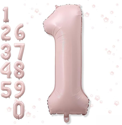 Big Number 1 Balloons, Dusty Light Pink Foil 1 Balloon Numbers 40 Inch by Froova