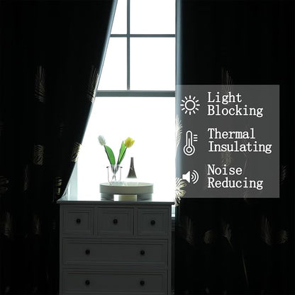 Black Blackout Curtains for Bedroom 90 Inches Long, Room Darkening Grommet - Image 6