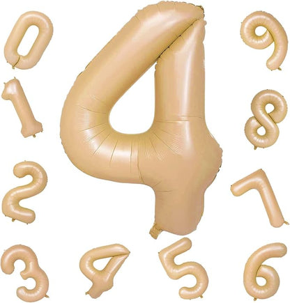 Nude Balloon Number 4, 40 Inch Large Self Inflating Brown Foil Number Balloons - Image 9