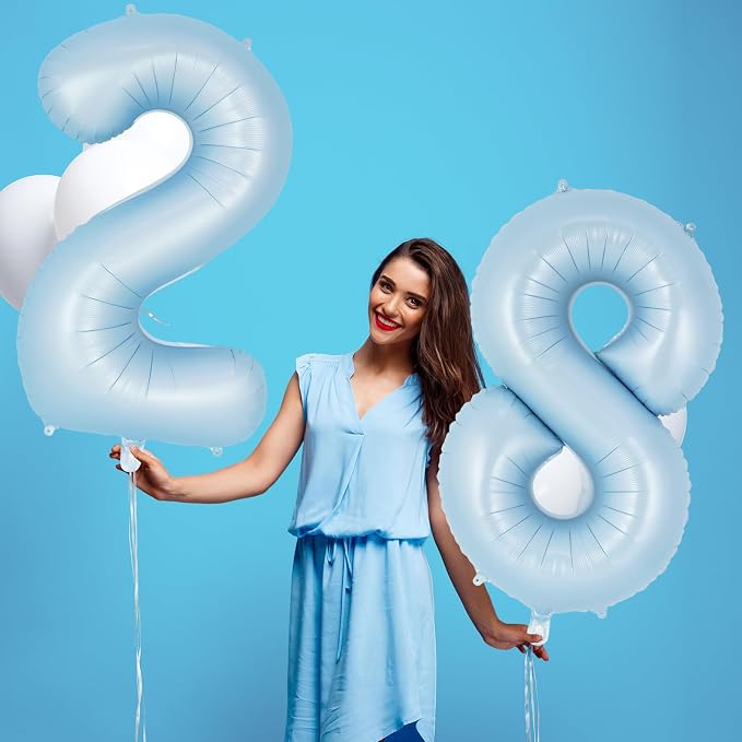 Light Blue Number 8 Balloon, 40 Inch Big Large Foil Number Balloons, Giant - Image 5