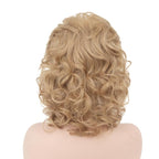 Short Blonde Wig with Hair Bangs Women's Curly Wavy Heat Resistant Synthetic Blonde Hair Wigs for Women