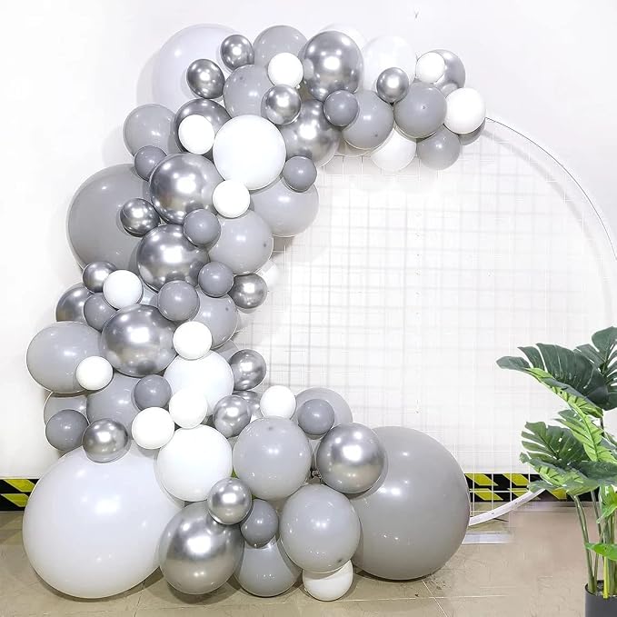 Voircoloria 130pcs Gray Balloons Garland Arch Kit, 18 12 10 5 Inch | - Image 7