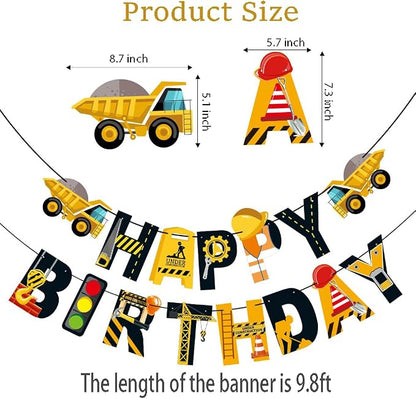 Happy Birthday Banner Construction Party Decorations, Vehicle Truck Birthday - Image 3
