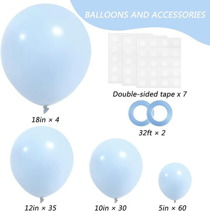 RUBFAC Blue Balloons 129pcs, Pastel Light Blue Balloon Different Sizes 18 12 10 - Image 2