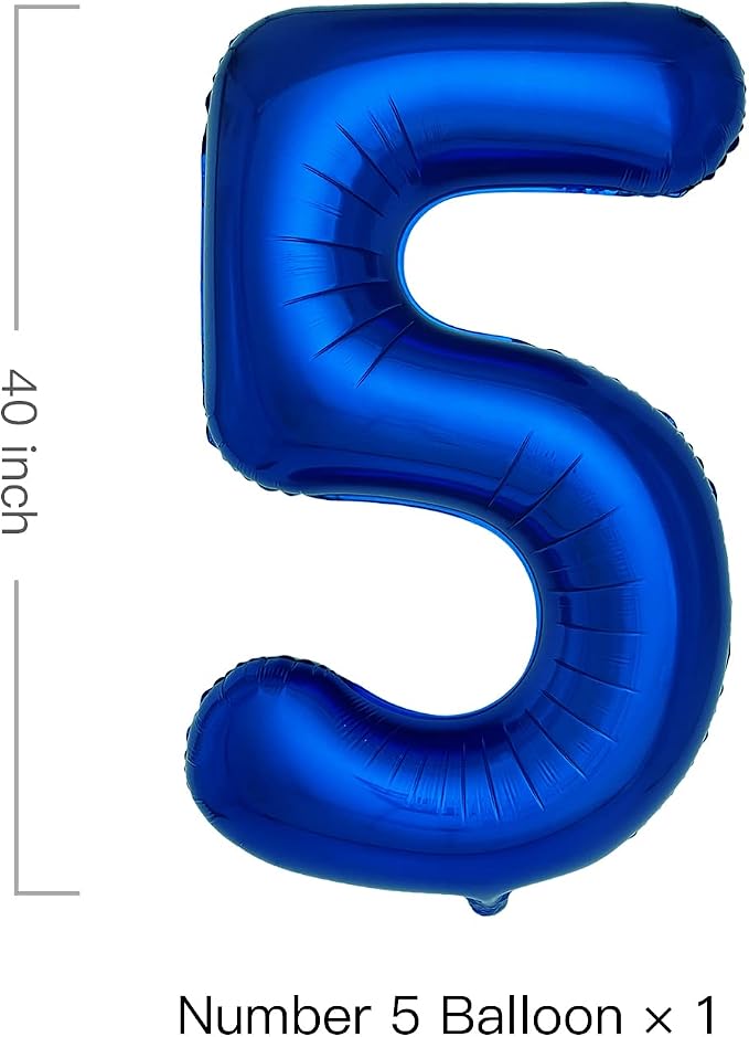 Navy Blue Number 5 Balloons 40 Inch Large Dark Blue Helium Foil Balloons - Image 2