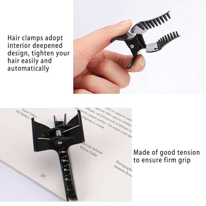 Ondder 24 Pcs Black Butterfly Hair Clips for Styling Sectioning Pro Hair Claws Clamps Clips for Cutting, Sectioning, Coloring Styling Hair Accessories for Women Girls