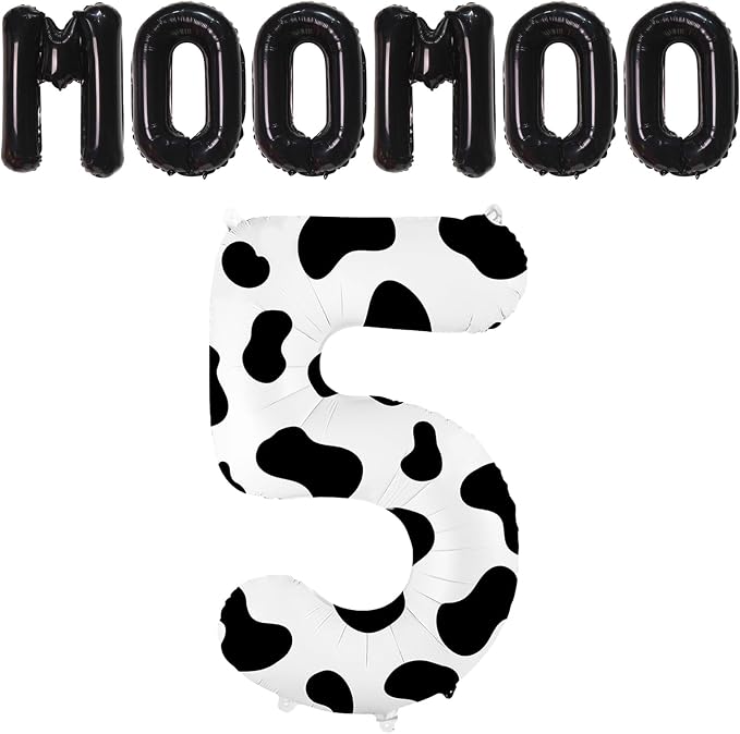 40 Inch Cow Print Balloon, Number 5 balloons Cow Balloons - Image 2