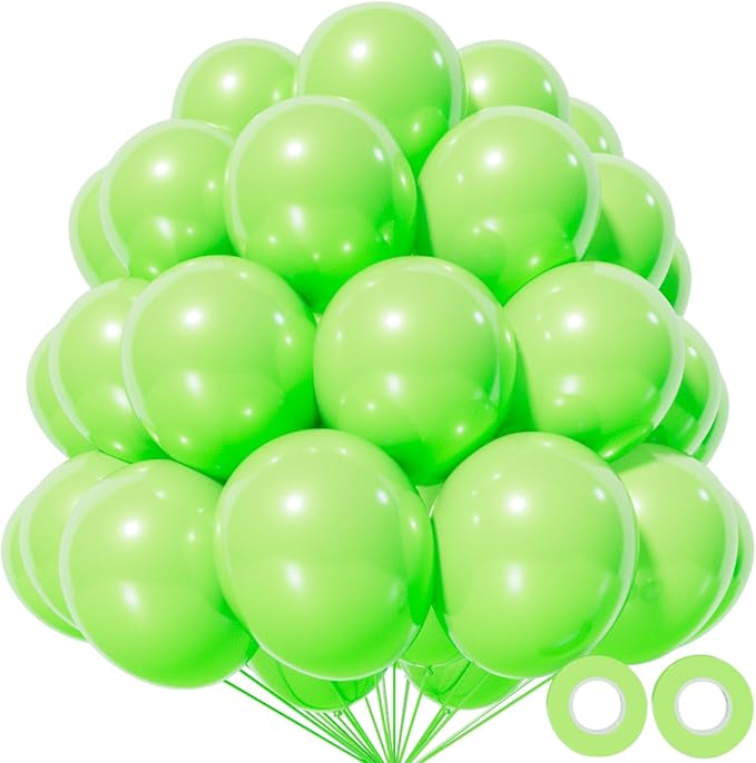 Lime Green Latex Party Balloons, 110 Pack 12 inch Light Green Balloons Round by Kawkalsh