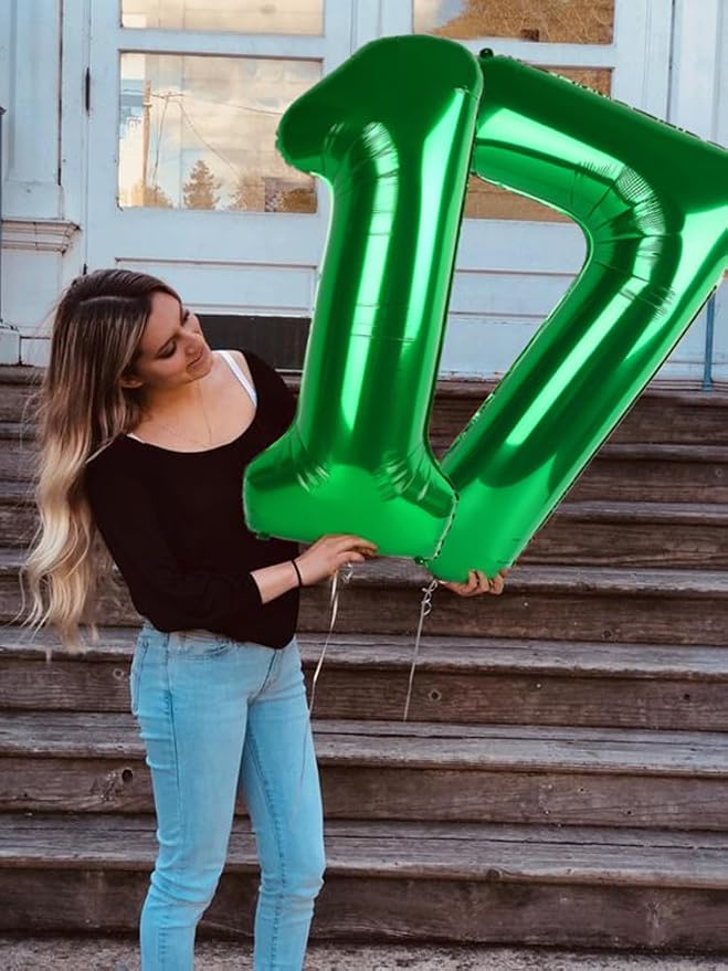 Number Balloons 17 Balloon Dark Green - Image 4