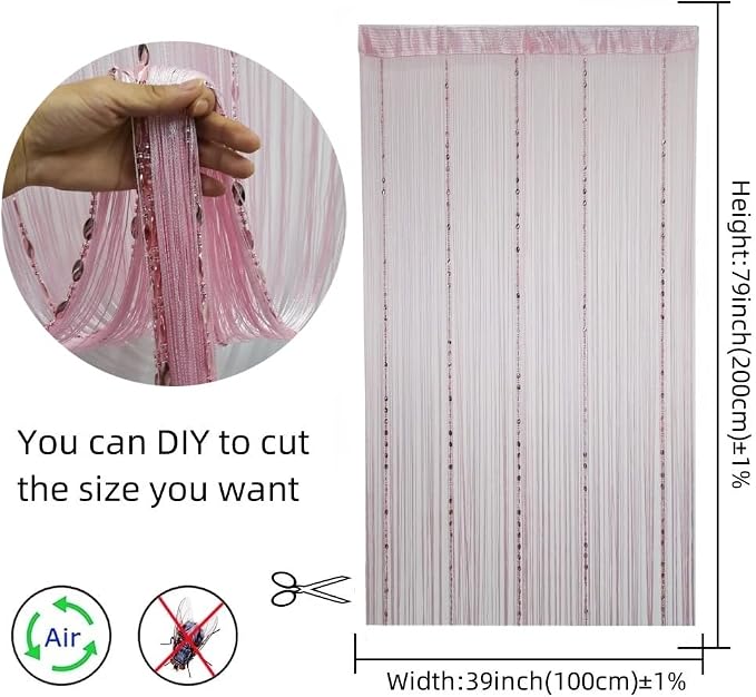 ave split 100cmX200cm Decorative Door String Curtain Beads Wall Panel Fringe - Image 4