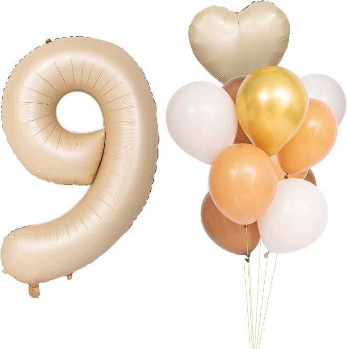 40 In Caramel Number Balloons Helium Foil Mylar latex Balloon Digital 9 | by Exquisitehighqualitypartydecorationstomeetyoureveryneed%EF%BC%81