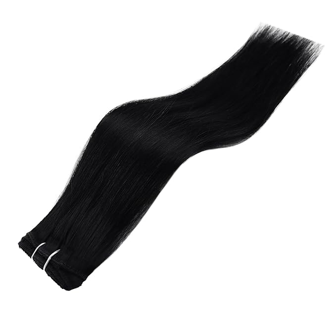 Full Shine Black 14 Inch Real Hair Clip in Extensions Human Hair Lace Weft Clip ins Hair Extension Natural Black Brazilian Silky Hair Clip in for Thin Hair 60 G 3 PCS