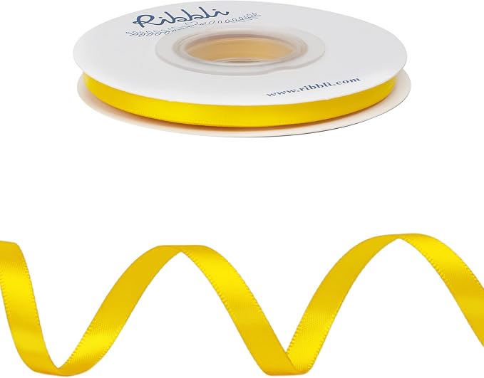 Ribbli Maize Yellow Double Faced Satin Ribbon, 1/4” x Continuous 25 Yards - Image 2