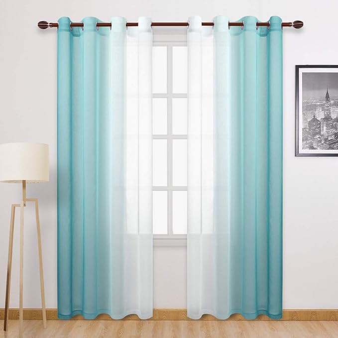 DWCN Teal Ombre Sheer Curtains by DWCN