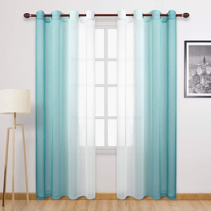 DWCN Teal Ombre Sheer Curtains by DWCN