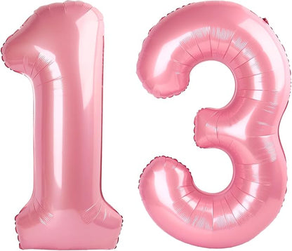 13 Balloon - Pastel Pink Birthday Number Balloons, 40 Inch Decorations | Pastel by ALPHADELTAPI