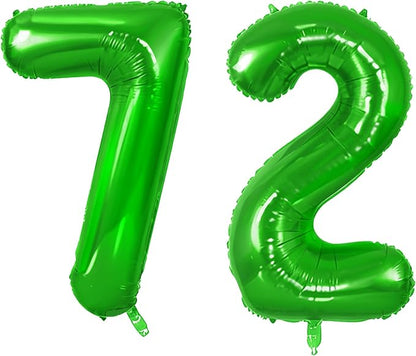 Number 72 Balloons for 72nd Birthday Party Decorations, 0-100 Large No.72 by Joycard