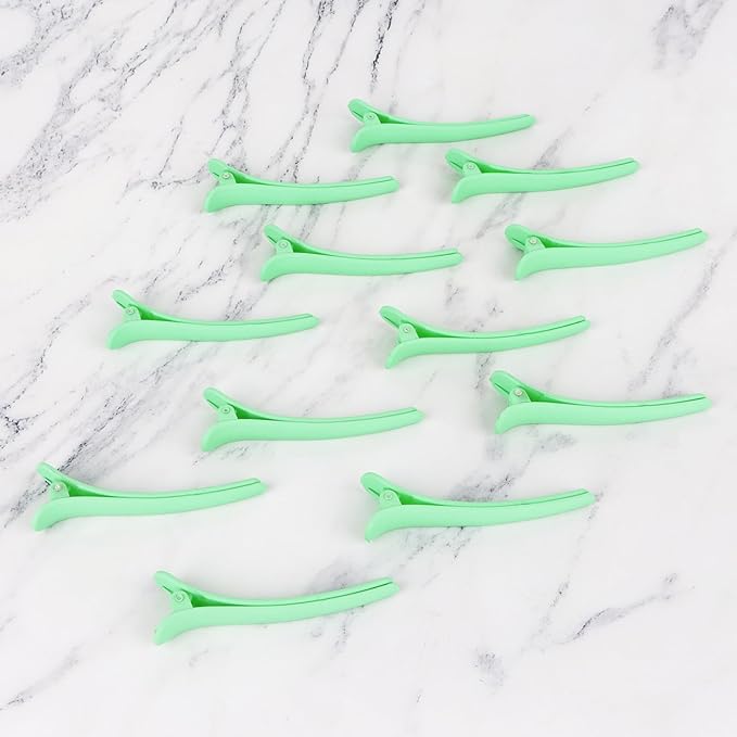 12 Pcs Light Green Hair Clips for Styling Sectioning, YISSION 3.1 Inch Matte Alligator Hair Clips Hair Barrettes No Crease Duck Billed Hair Clip, Hair Styling Accessories for Women Girls
