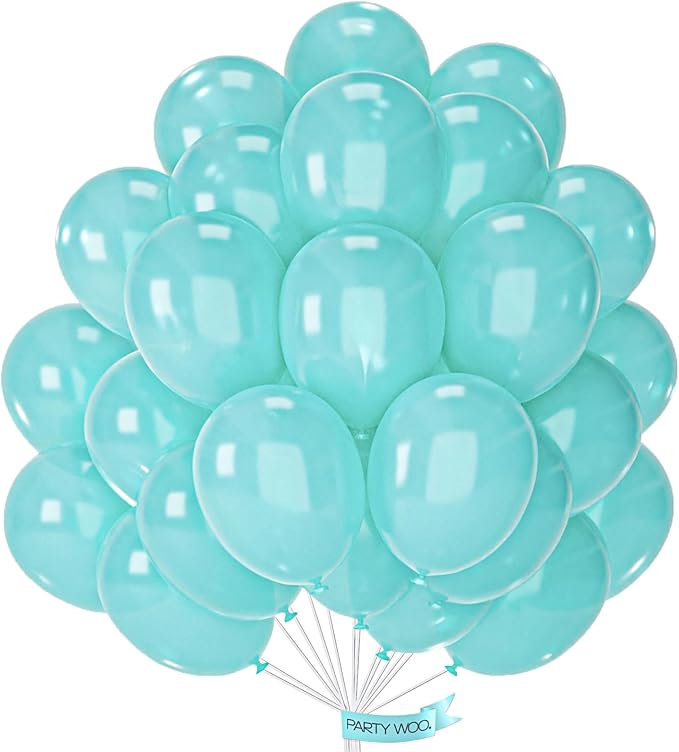 PartyWoo Pearl Teal Balloons 50pcs Pearl Aqua Blue Turquoise Dark Teal | 12 by PartyWoo