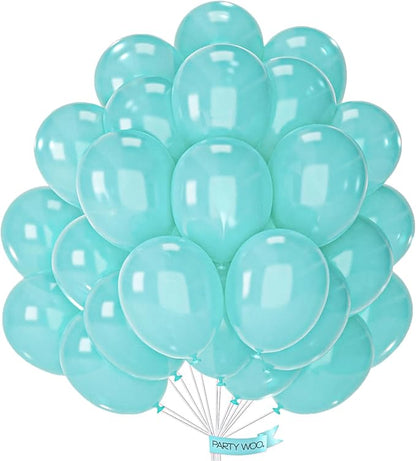 PartyWoo Pearl Teal Balloons 50pcs Pearl Aqua Blue Turquoise Dark Teal | 12 by PartyWoo