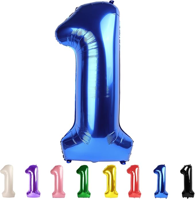 Number 1 Balloons 40 Inch for 1st 11 Birthday Party Wedding, Dark Blue | 40In by Mluchee