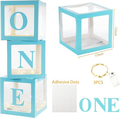 Qeeenar 3 Pcs One Balloon Box Decorations First Birthday Decorations - Image 2
