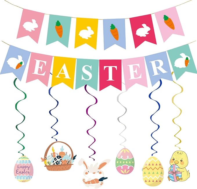 Easter Party Decorations, Easter Banner Spring Bunny Garland Banner by Unknown