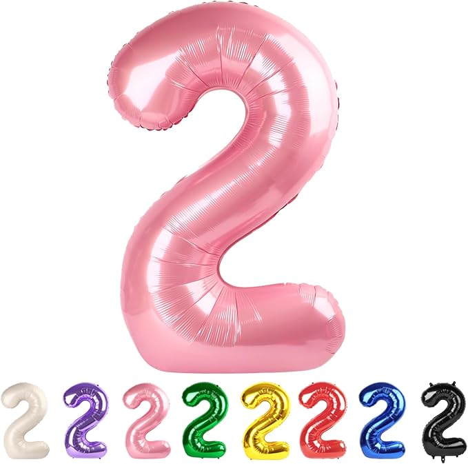2 Balloon Numbers 40Inch Pearl Pink Party Decorations by Mluchee