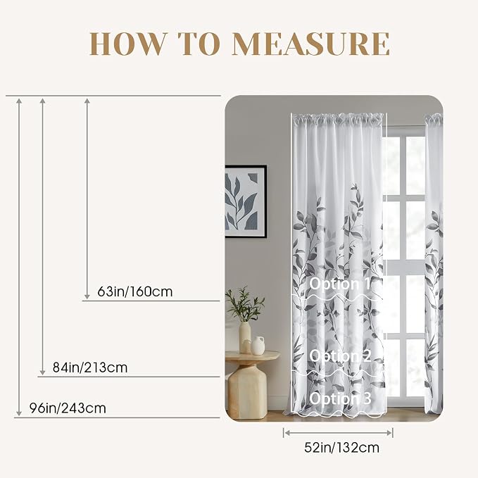 HOMEIDEAS Non-See-Through Light Grey and White Privacy Sheer Curtains 52 X 63 - Image 8